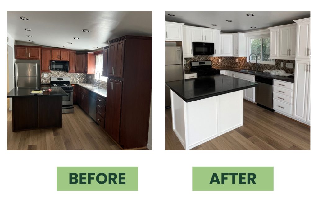 before and after photo of interior painting